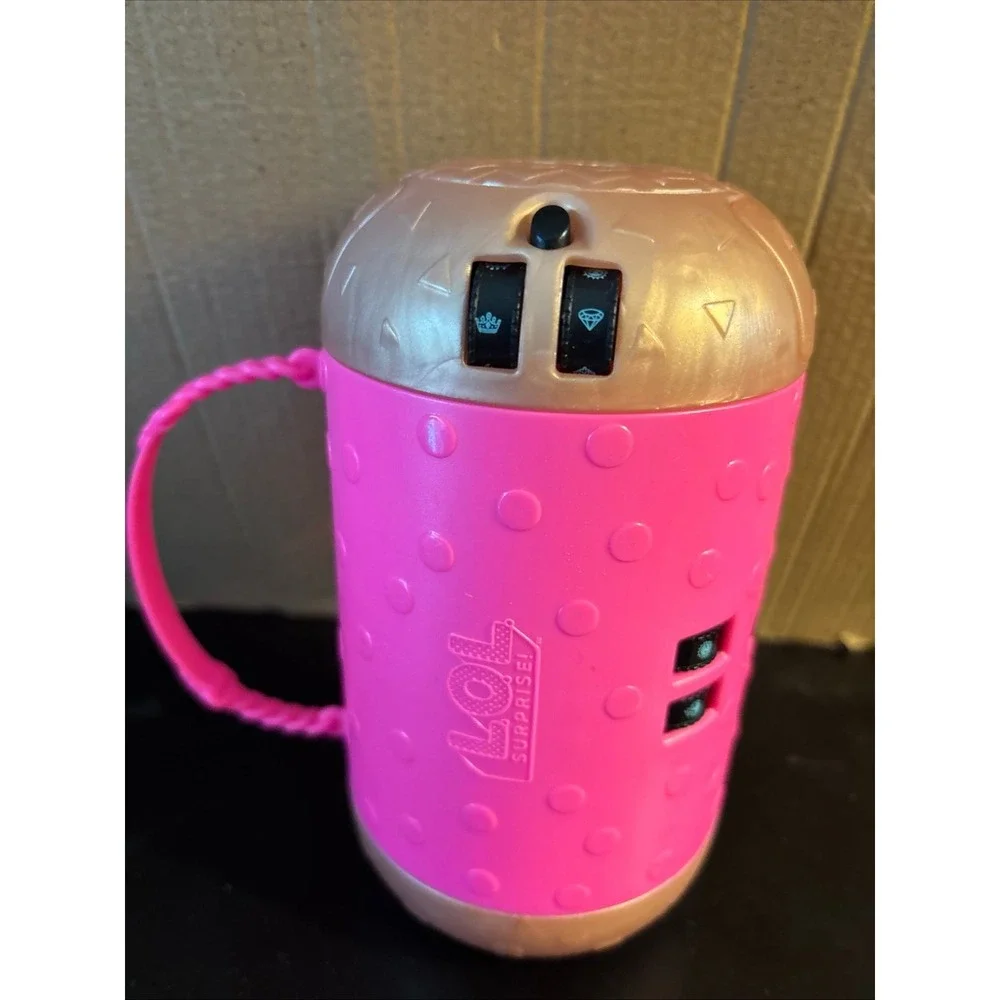 ~LOL Surprise Hot Pink  Gold Case Bullet Shape purse 6.5 inch With Figure